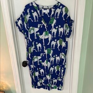 Jayes studio Blue Dress with Camel Print